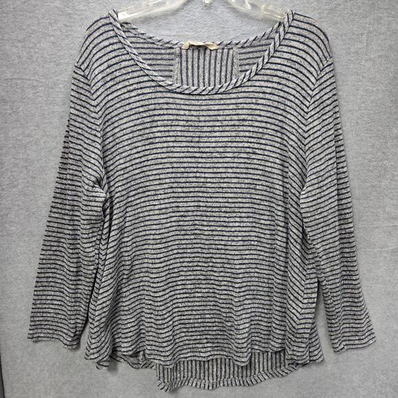 Soft Surroundings Long Sleeve Asymmetrical Striped Top - Picture 1 of 4